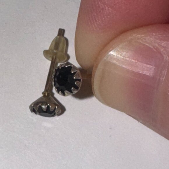 5 Mm Star Black Cz And Sterling Post Earrings - Picture 10 of 12